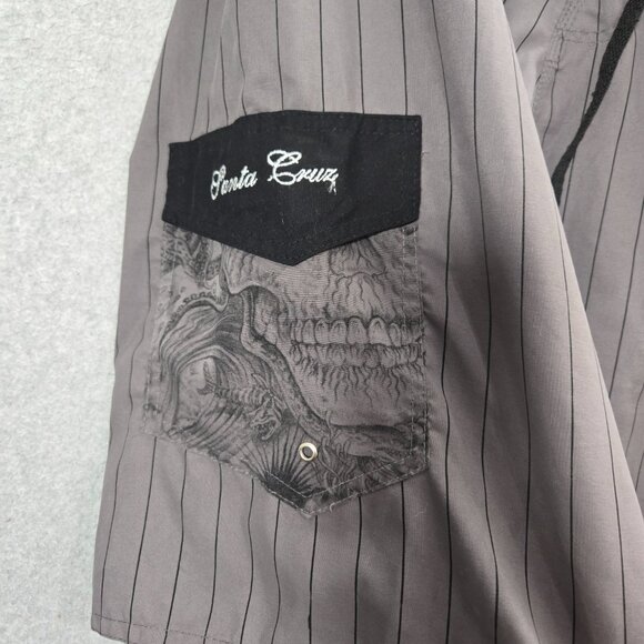 VINTAGE Santa Cruz 36‎ Gray Stripe Board Shorts Outdoor Surf Grunge Skater Y2K - Picture 3 of 12